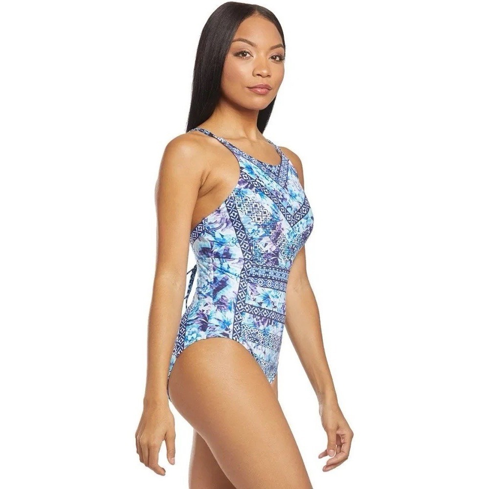 NWT MRSP $159 TOMMY BAHAMA One Piece Blue Floral Swimsuit Tummy Control Size 10